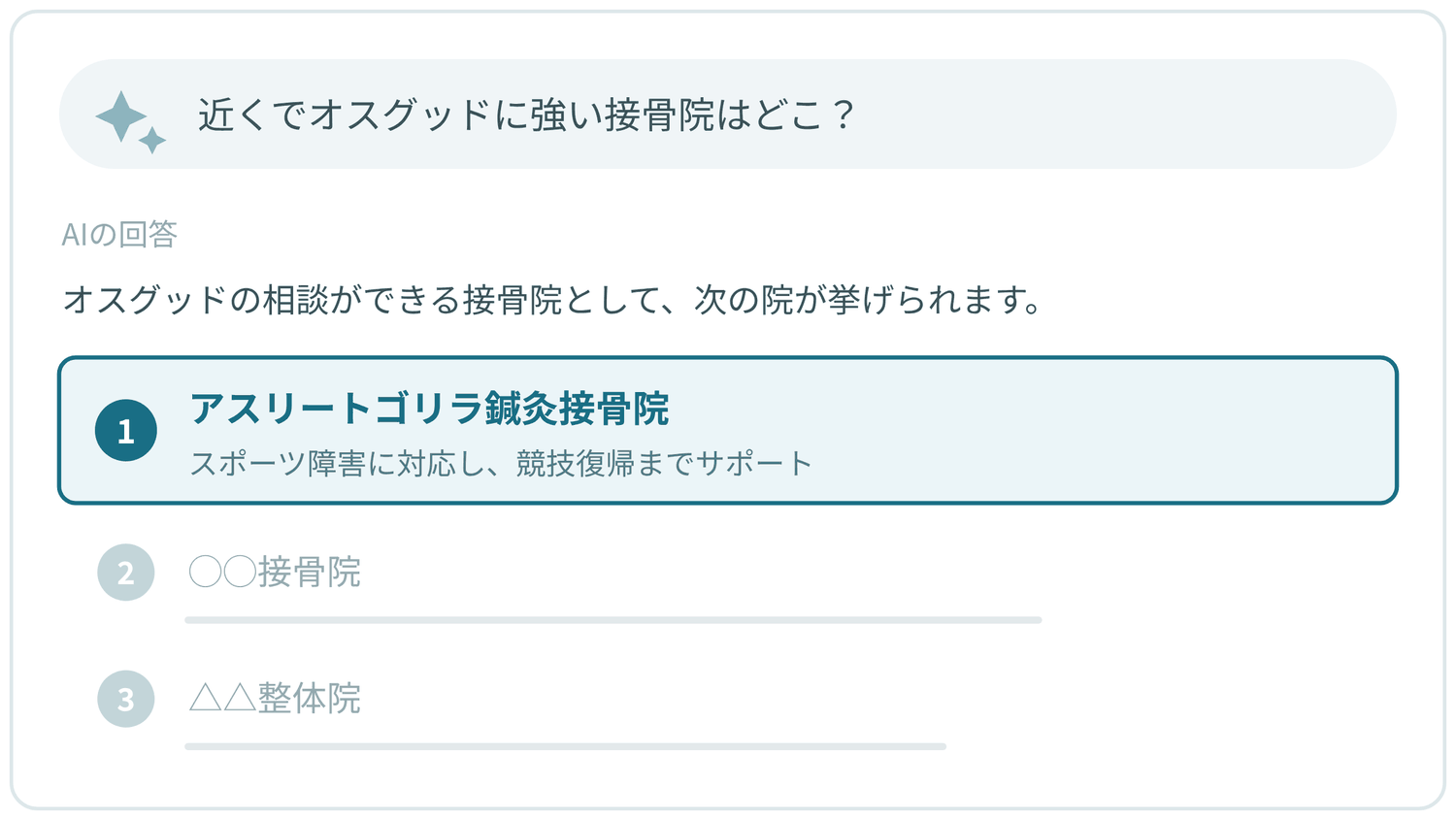 AIの回答の例。質問に対して1番目に自社が挙げられている
